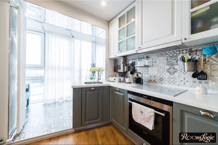 kitchen 100 square feet layout and design with balcony