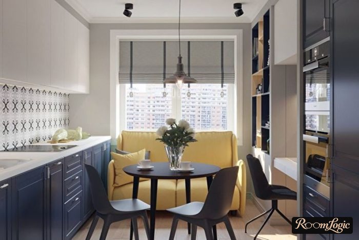 kitchen 110 square feet with sofa