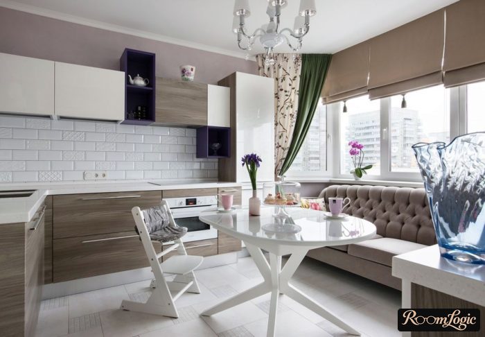 design of a 130 square feet kitchen with a window