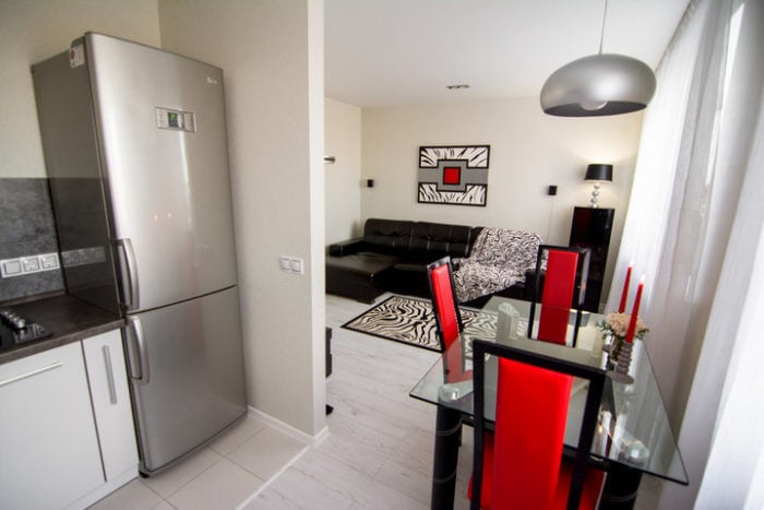 Kitchen and living room in one room
