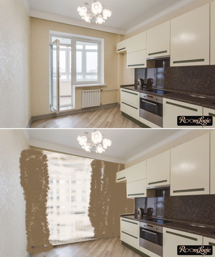 kitchen decor with balcony curtains