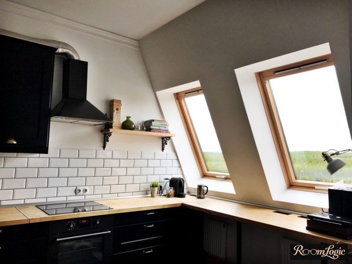 kitchen design with attic window