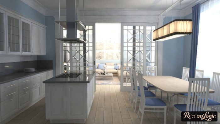 kitchen-dining room in a country home with provence style