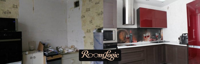 kitchen in a tiny apartment before and after renovation