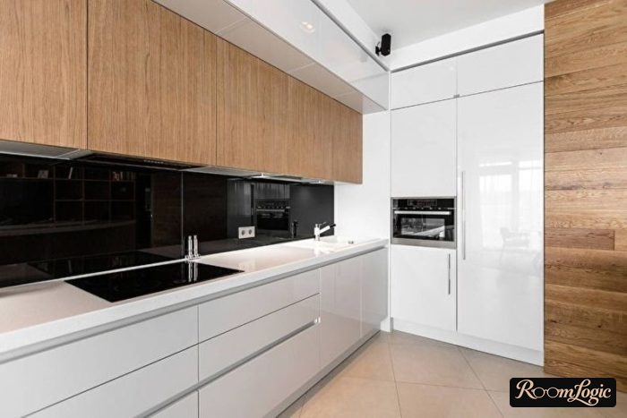 kitchen in high tech style on 100 square feet