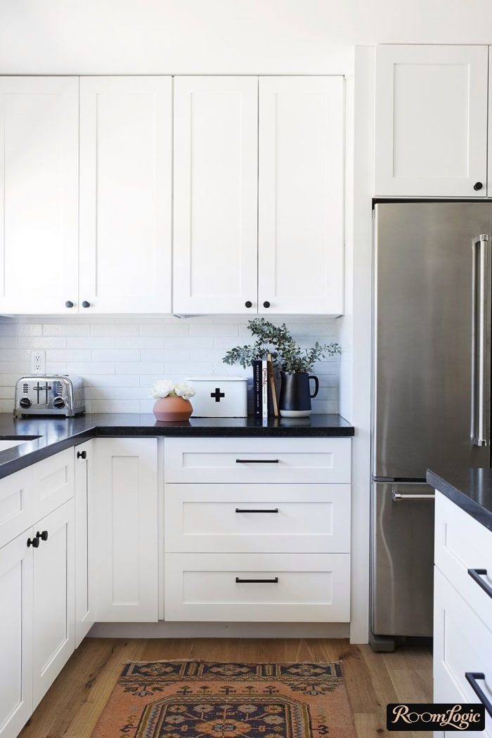 kitchen in neoclassical style in white tones
