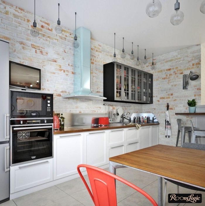 Kitchen in Provence style with loft elements