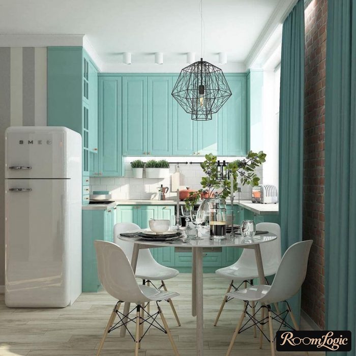 kitchen in teal tones