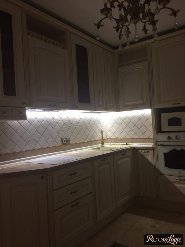 kitchen interior 100 square feet with refrigerator