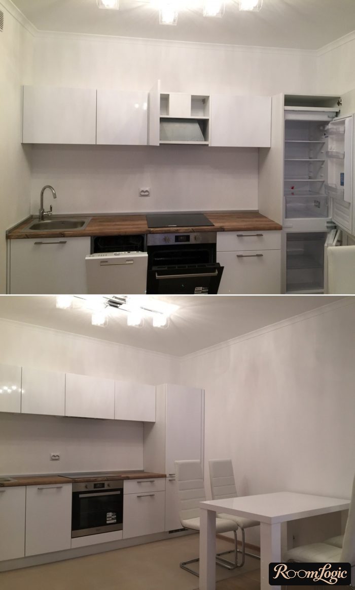 kitchen layout with all built-in appliances