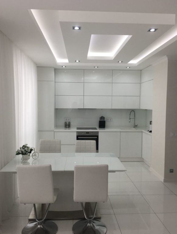 kitchen-living room designed in minimalism style