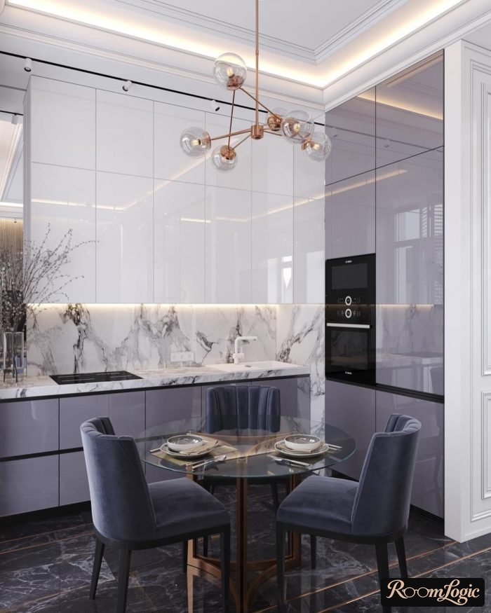 kitchen-living room in gray