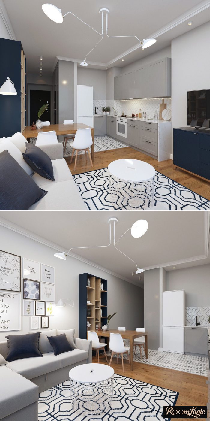 kitchen-living room in scandinavian style