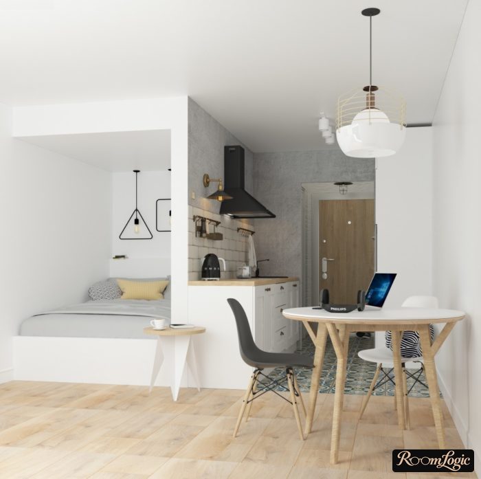 kitchen-living room in Scandinavian style photo