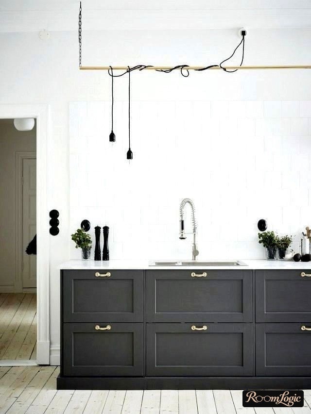 kitchen-living room with fireplace in Scandinavian style