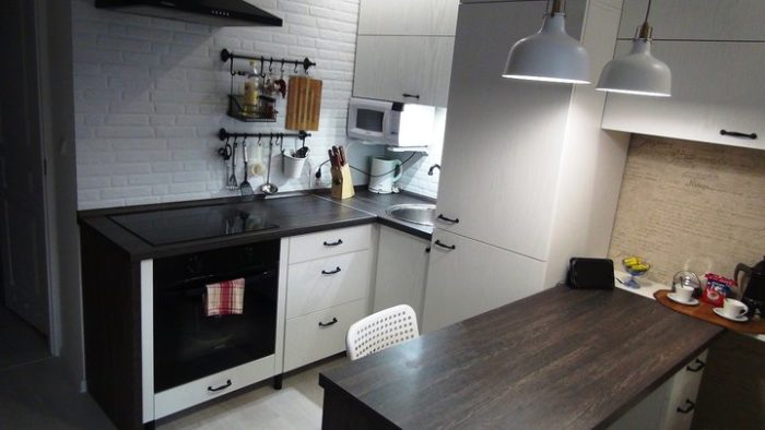 kitchen made of particleboard with wood-look