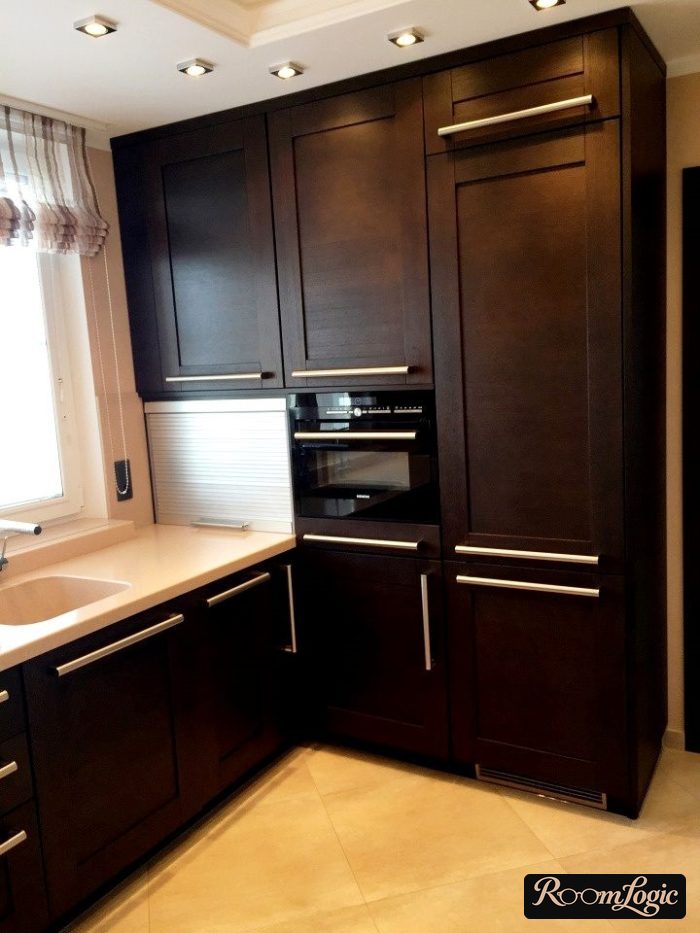 kitchen with black furniture
