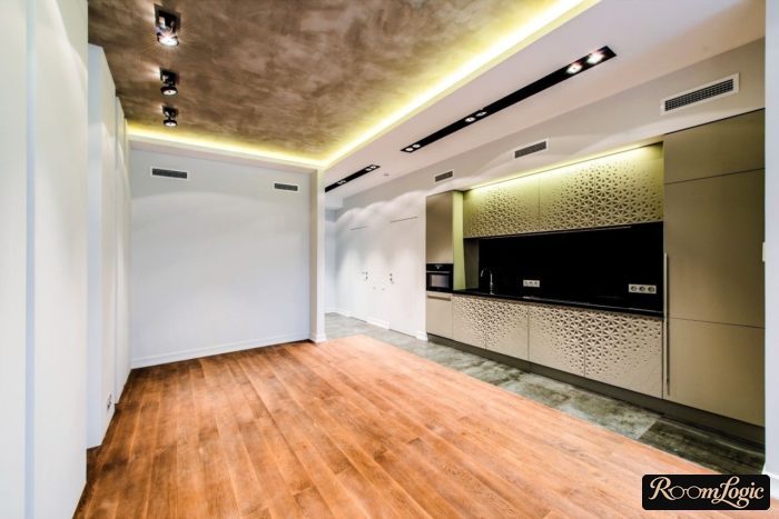 kitchen with decorative plaster ceiling