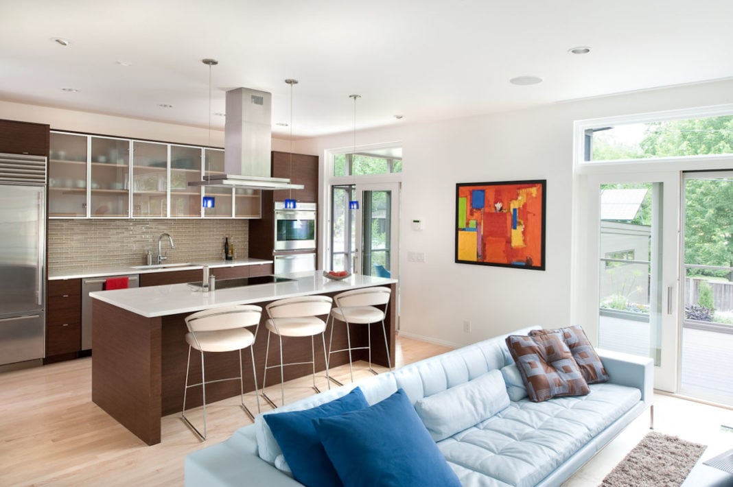 kitchen with living room