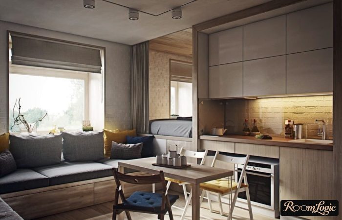 kitchen with sleeping area 130 square feet