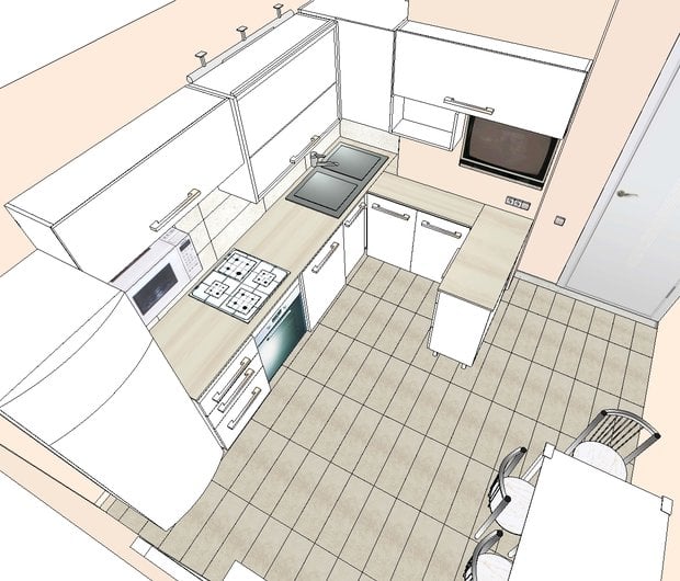 L-shaped kitchen cabinets for a small kitchen