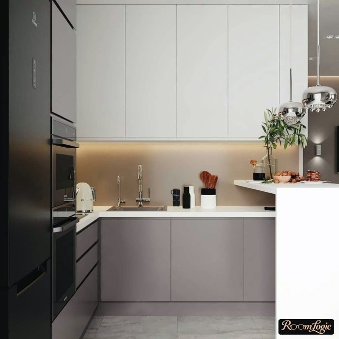 L-shaped kitchen with a breakfast bar