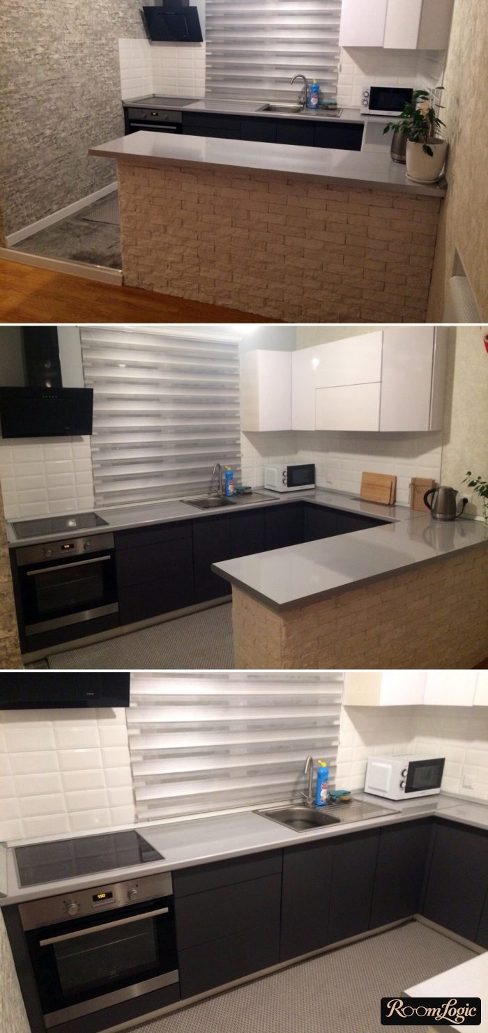 L-shaped kitchen with a window