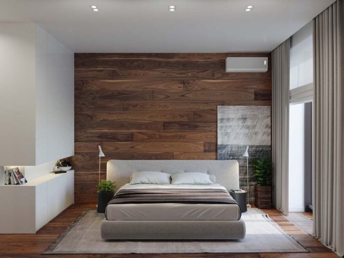 laminate on floor and walls in bedroom