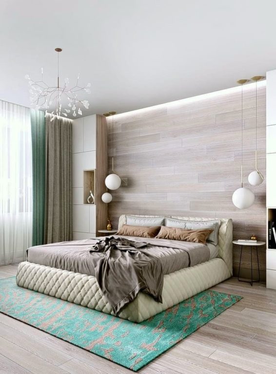 laminate on the wall in a modern bedroom