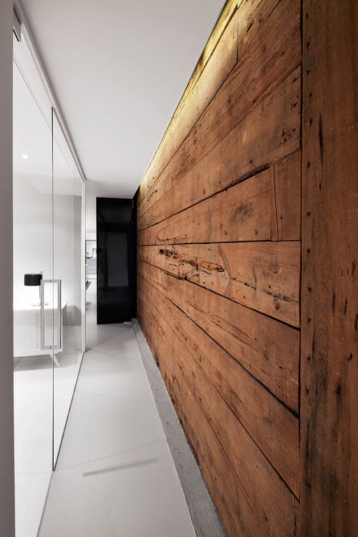 laminate on the wall in the hallway
