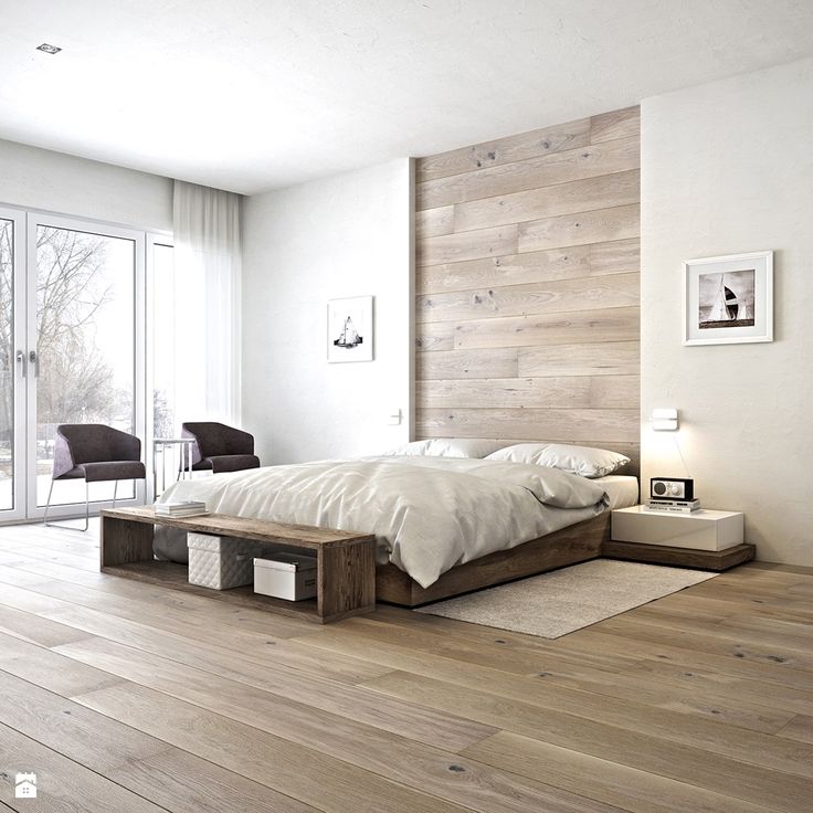 laminate on the walls and floor in the bedroom