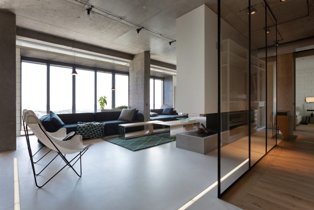 Large loft with concrete ceiling