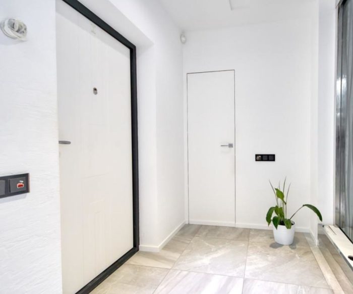 tile on the floor in hallway or laminate