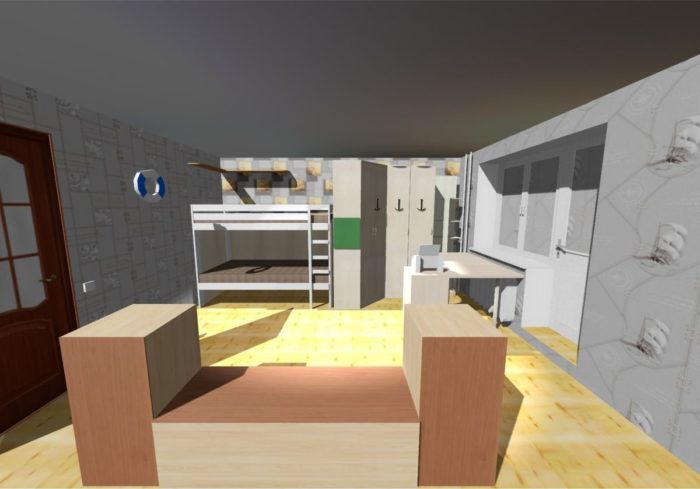 layout of a kids' room for two boys
