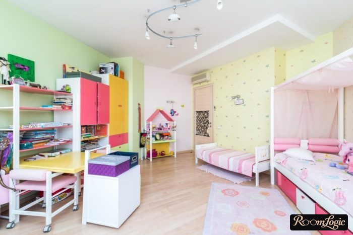 layout, zoning, and furniture for two girls