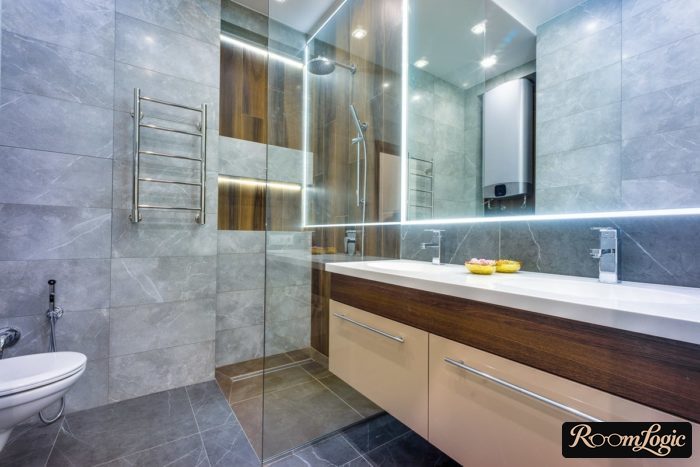 LED lighting in modern loft bathroom