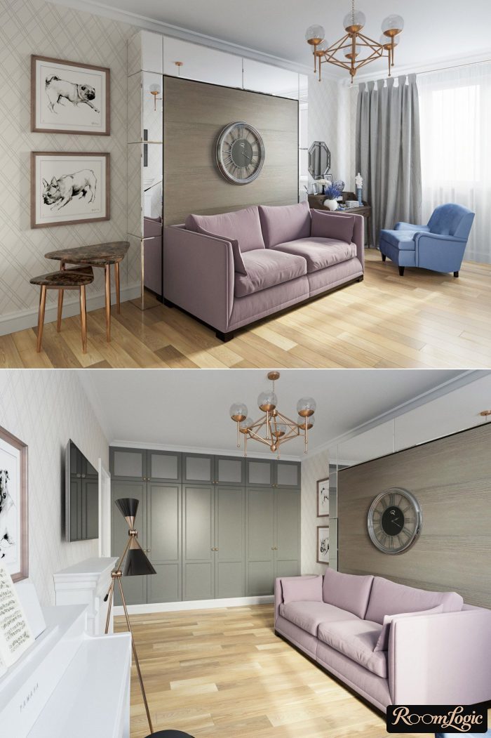 light blue and pale purple combination in interior