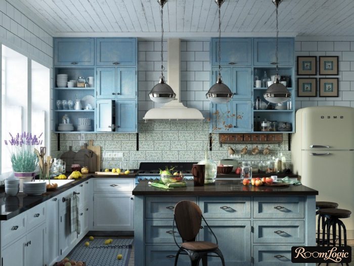 light blue country-provence kitchen