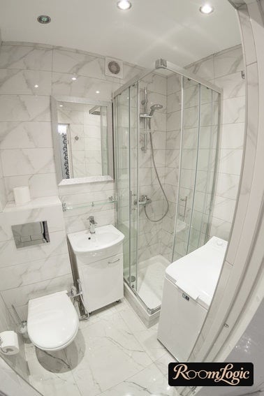 light correct design small bathroom with shower