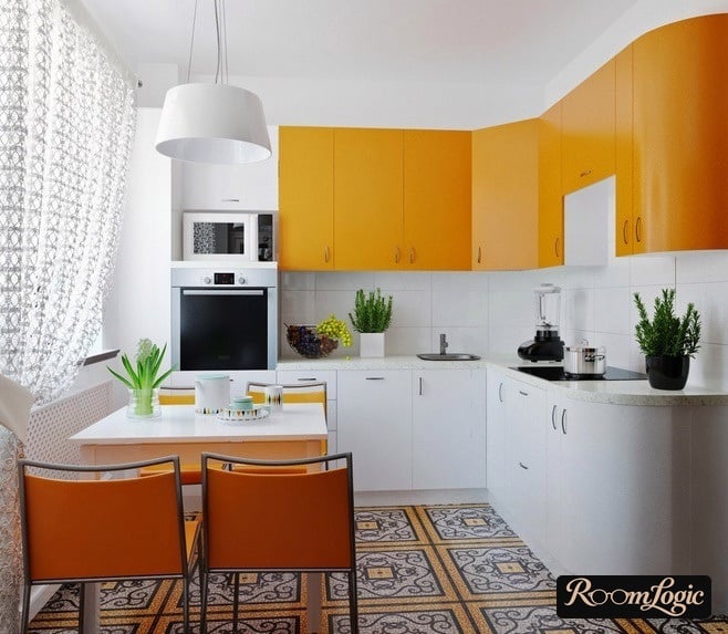light curtains for orange kitchen