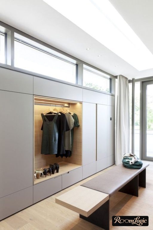 light gray furniture for small entryway