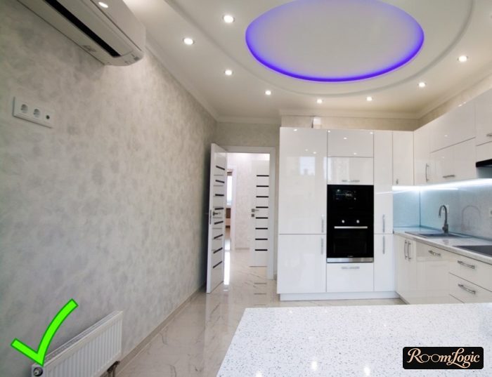 light gray textured wall paper for white kitchen
