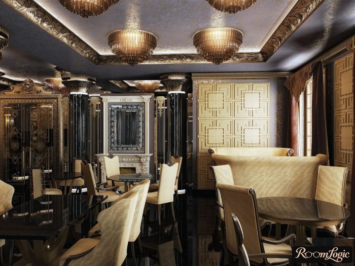 light living room in art deco style