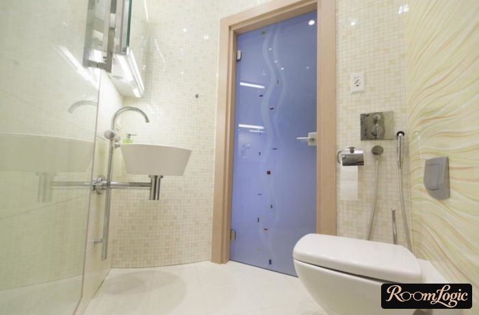light mosaic tile toilet