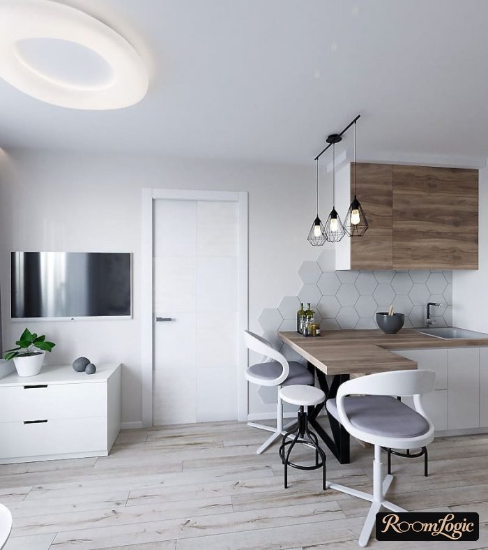 light studio apartment in scandi style