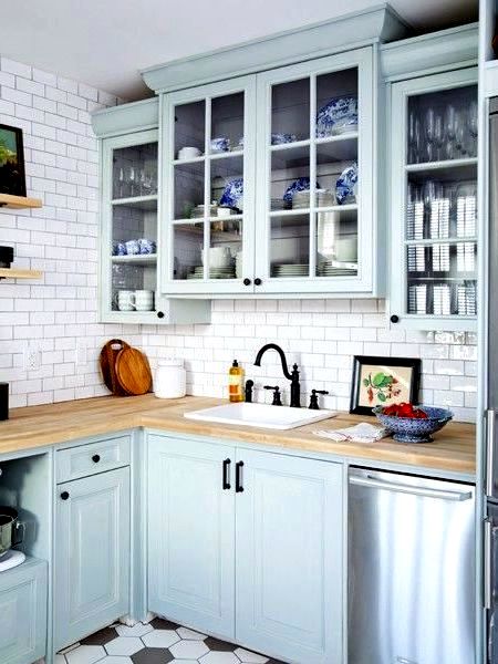light turquoise color in a Scandinavian kitchen