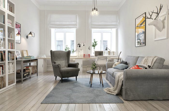 light wood floor in Scandinavian style