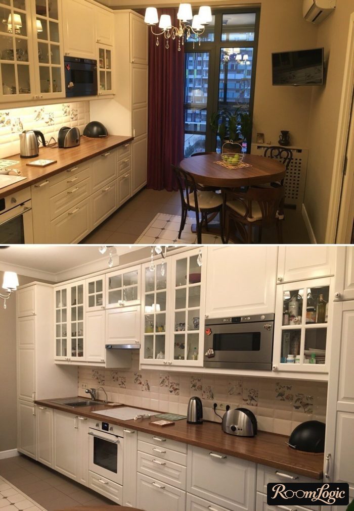 linear kitchen in profans style in a real apartment