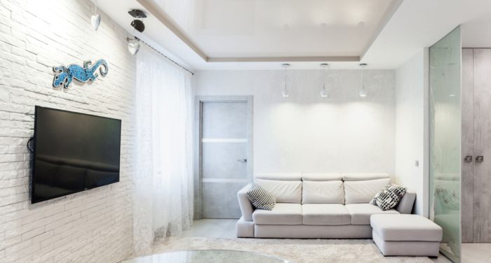 living room combined with entryway