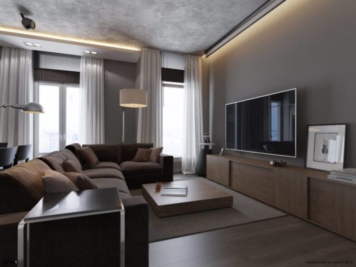 living room combined with kitchen